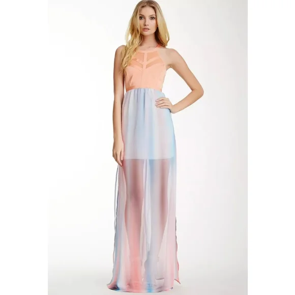 Wow Couture Dresses | Euc Multicolored Ombre Maxi Bandage Dress | Color: Blue/Orange | Size: S | Anaducksfan8's Closet
